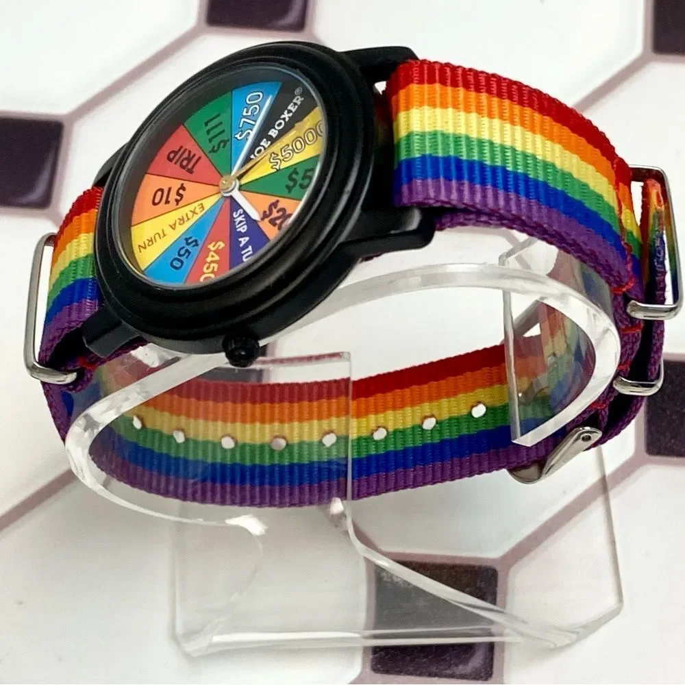 Vintage 1996 Joe Boxer X Timex Wheel of Fortune Men's Unisex Watch Rainbow Strap